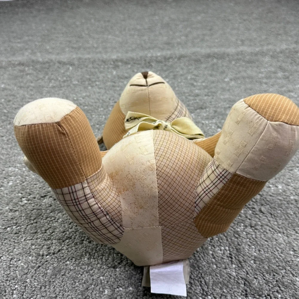 Eddie Bauer Teddy Bear Unisex Medium Tan Patchwork Plaid Cotton Plush Toy 101